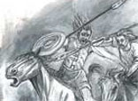 Link to Defeat of Carn Alw - Celtic warriors riding horses